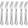 thumbnail image 1 of Dinner Forks, Set of 6 Top Food Grade Stainless Steel Silverware Forks, Flatware Set,8 Inches, Mirror Finish & Dishwasher Safe, New Apartment Essentials Cutlery Set, 1 of 9