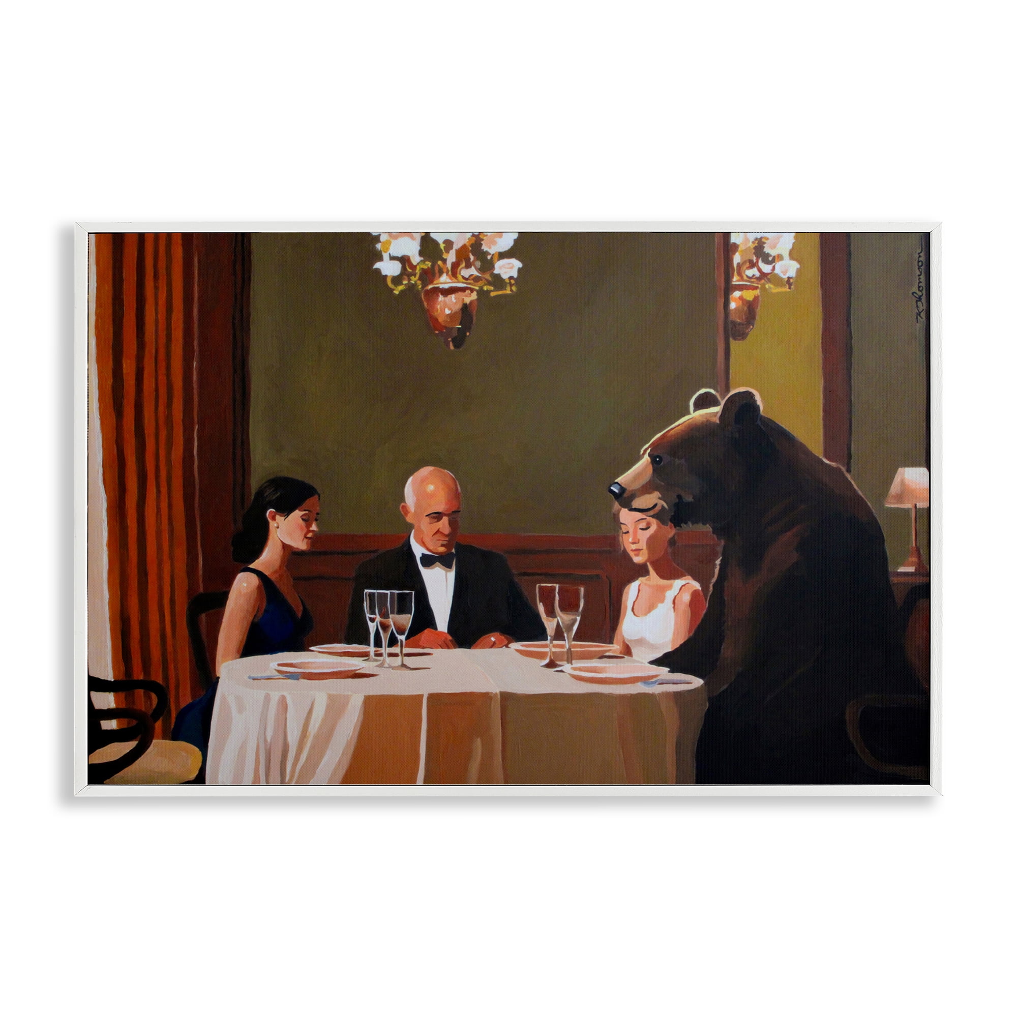 Dinner Guests & Steve White Framed Giclee Art, design by Keith Thomson
