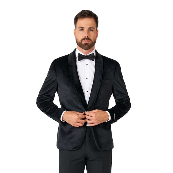 OppoSuits Deluxe Men's Blazers Dinner Jacket - Jet Set Black - US 38 Black