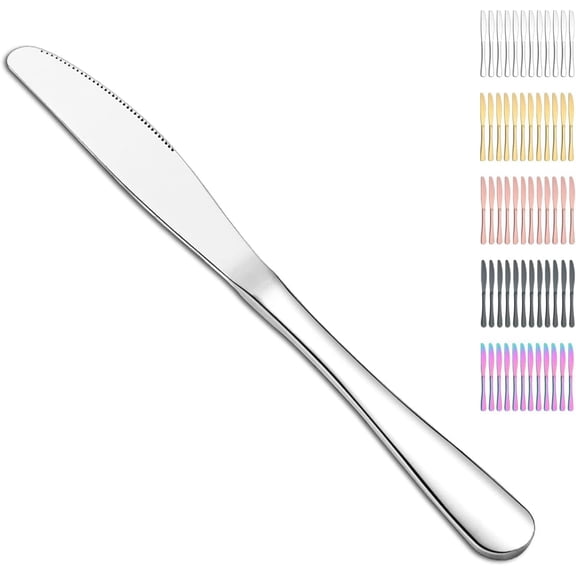 Dinner Knives 12 Pieces, Stainless Steel Steak Knives Set Table Knives, Flatware Butter knife Knives Set Silverware Set, Cutlery Set, Dishwasher Safe