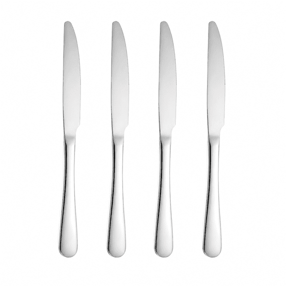 Generic 4-Piece Stainless Steel Dinner Knives Set, Silver Polished Table Knives, Serrated Edge Steak Dinner Knives for Home Kitchen, Restaurant, Dishwasher Safe