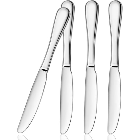 Dinner Knives Set, Stainless Steel Table Knife, Butter Spreder, 2/4/6 Pieces Mirror Polished Dinner Knife, Sturdy and Dishwasher Safe, Silverware Cutlery (4 Pcs)