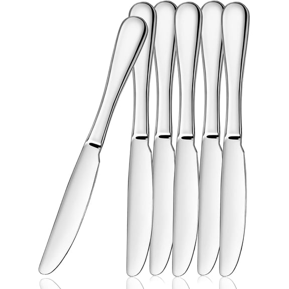 Dinner Knives Set, Stainless Steel Table Knife, Butter Spreder, 2/4/6 Pieces Mirror Polished Dinner Knife, Sturdy and Dishwasher Safe, Silverware Cutlery (6 Pcs)