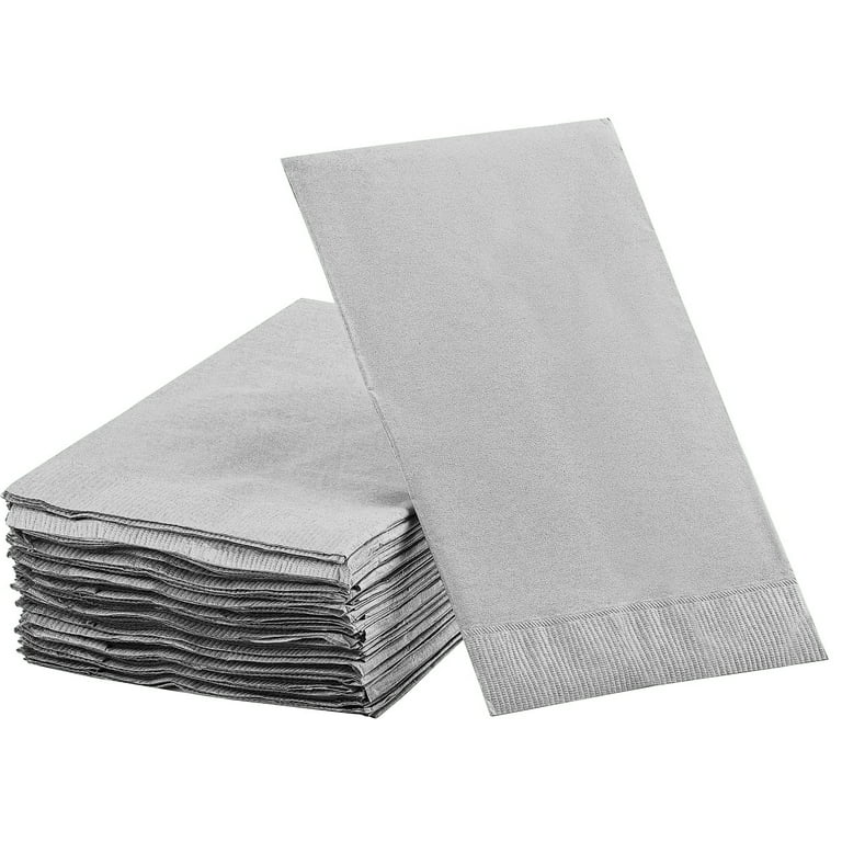 Dinner Napkins Disposable Guest Towels Silver Beverage Napkins Soft and Absorbent Paper Napkins Dinner Size for Party Wedding Or Every Day Use 8 x 4.5 2 Ply Party Napkins Pack of 40