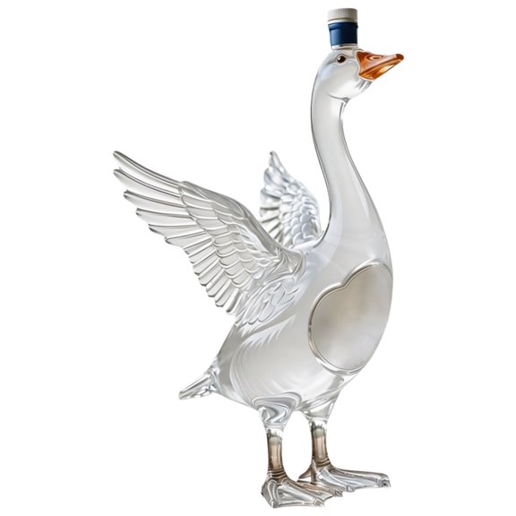 Dinner Party Liquor Decanter Bird Shaped Spirits Bottle, Clear Glass Decorative Beverage Display Bottle for Serving Table and Home Counter Use