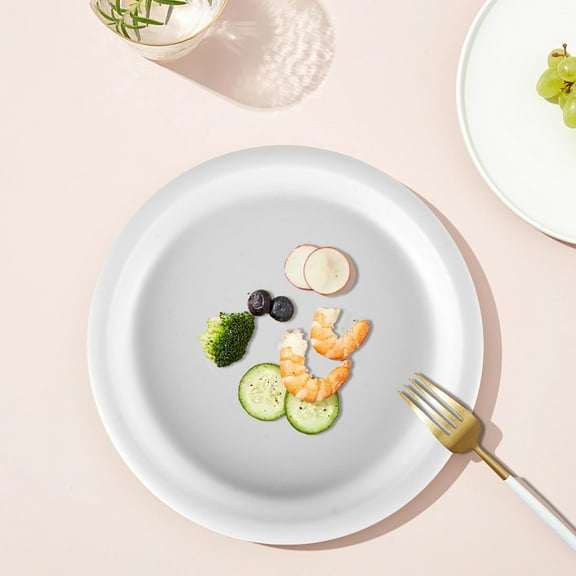 Dinner Plate – 7.4 x 7.4 x 0.8in Plastic Shatterproof Microwave Safe Dishwasher Safe for Snack Dessert(White)