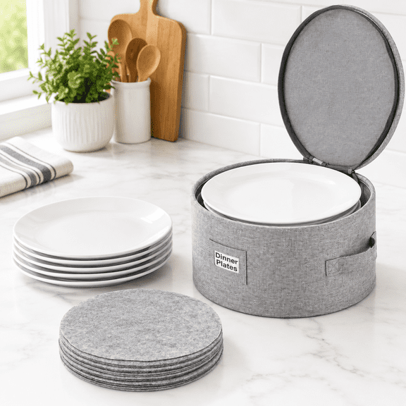 Dinner Plate Case Stackable Hard Shell Storage Container for 12 Plates Up to 11.5" Wide