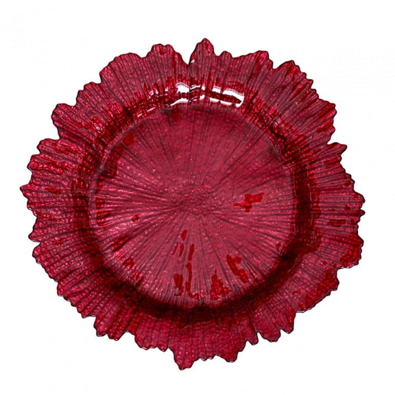 Dinner Plate Irregular Western Food Plate 13" Glass Fruit Plate Service Plate for Reception Party Dinner Kitchen Decor Red