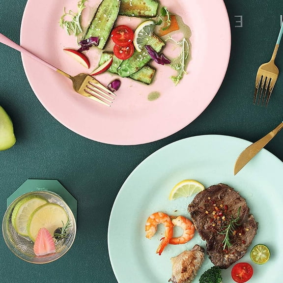 Dinner Plate Set, Pasta Plates, Unbreakable Dishes, Lightweight Wheat Straw Salad Dinnerware, Reusable Fiber Dessert Tableware (Beige)