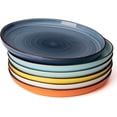 thumbnail image 1 of Dinner Plates, 10 Inch Round Porcelain Plates, Dish Set for Lunch, Party, Wedding, Restaurant, Microwave, Oven, Dishwasher Safe Plates Set of 6, Hot Assorted Colors, 1 of 7