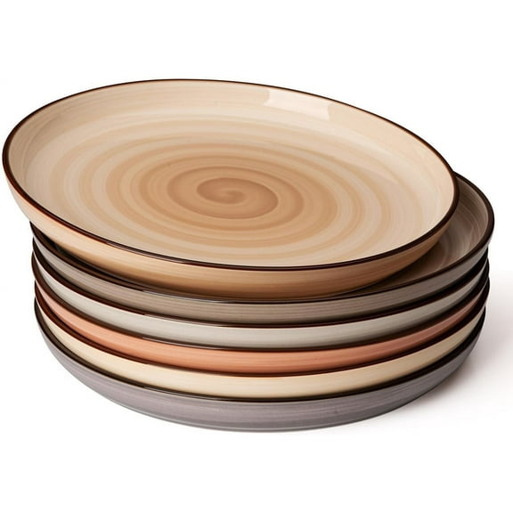 Dinner Plates, 10 Inch Round Porcelain Plates, Dish Set for Lunch, Party, Wedding, Restaurant, Microwave, Oven, Dishwasher Safe Plates Set of 6, Neutral