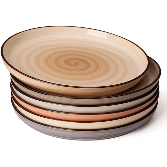 Dinner Plates, 10 Inch Round Porcelain Plates, Dish Set for Lunch, Party, Wedding, Restaurant, Microwave, Oven, Dishwasher Safe Plates Set of 6, Neutral