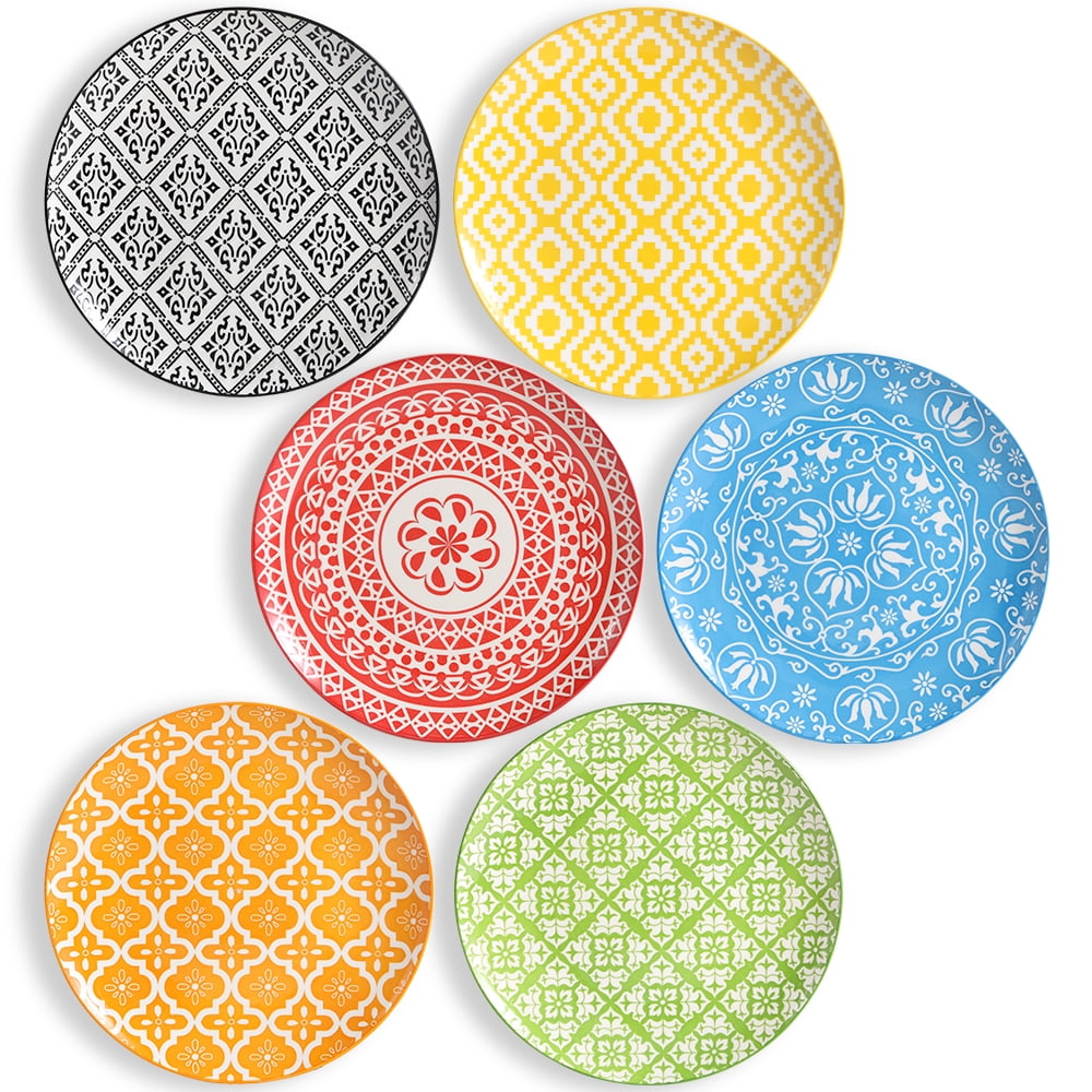 Dinner Plates Ceramic Plate Set - 10 inch Large Porcelain Round Plate Sets of 6
