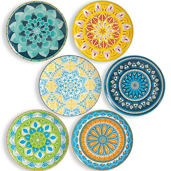 Dinner Plates Ceramic Plate Set - 10 inch Large Porcelain Round Plate Sets of 6