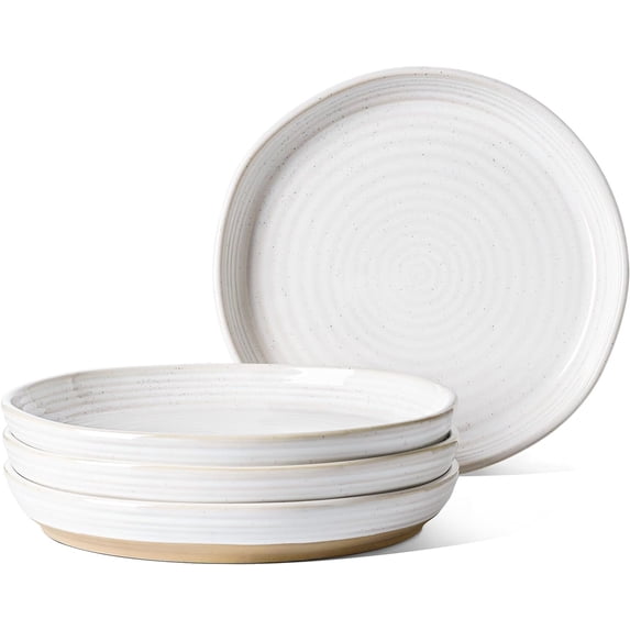 Dinner Plates Set of 4, 10 Inch Ceramic Flat Dish Set for Kitchen, Serve for Pasta,Steak, Pancake, Microwave, Oven & Dishwasher Safe, Housewarming Wedding Present - Arctic White