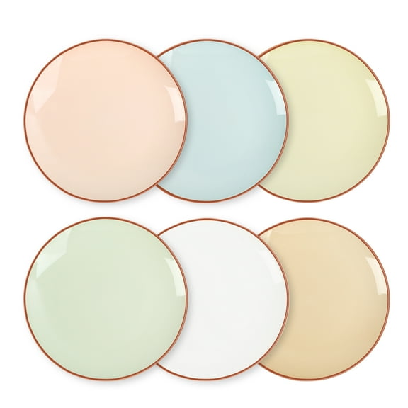 Dinner Plates Set of 6 - 10 Inch Large Ceramic Plate for Salad, Pasta, Steak - Colorful Modern Serving Dishes - Microwave, Oven and Dishwasher Safe - Assorted Candy Hue