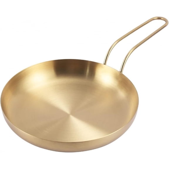 Dinner Plates Stainless Steel Frying Pan Golden Steak Frying Pan Pot -Gold
