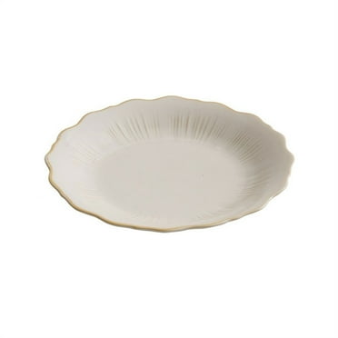 Dinner Plates Vintage Irregular Flower Shape Flat Plate Shallow Plate Household Premium Feeling Creative Ceramic Plate Salad Plate Salad Plate