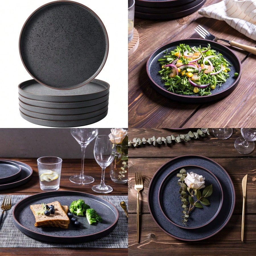 Plates Porcelain Gray Dinner Plate 24 Cm Per Piece