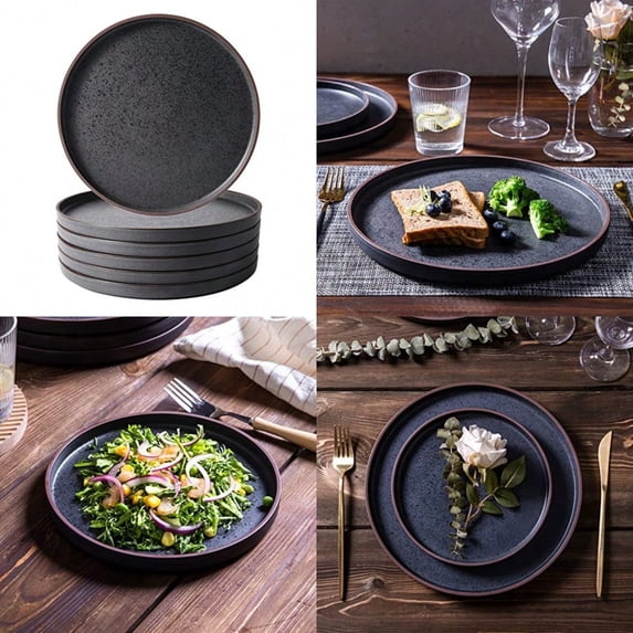 Dinner PlatesCeramic Dinner Plates Set of 6 10.75 inch Large ceramic ...