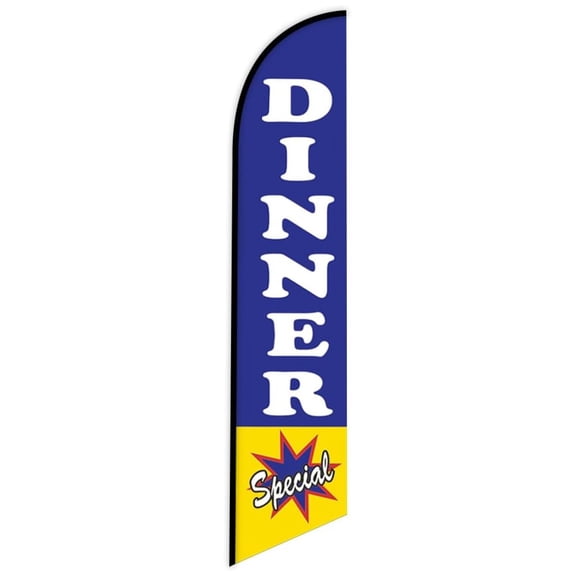 Dinner Special Swooper Flag - Replacement Banner Flag 12ft x 2.5ft - Windless Feather Flag for Restaurants, Businesses, Grand Openings & Promotions