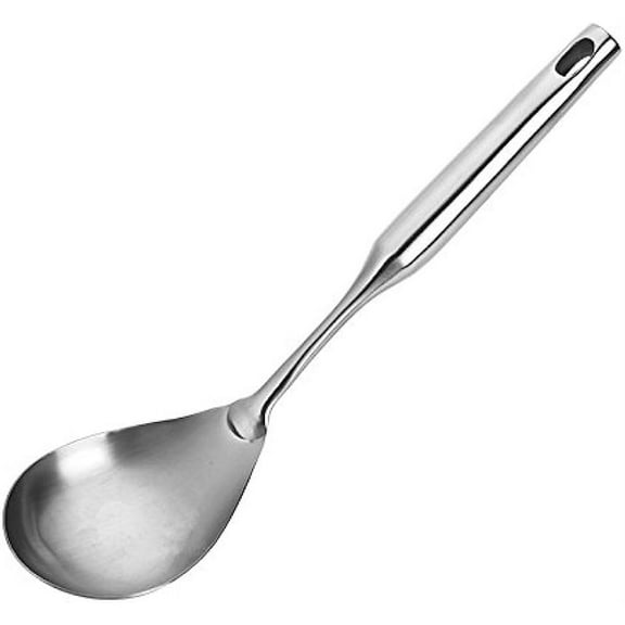 Dinner Spoon Serving Spoon, 304 Stainless Steel 12.5 Inch Premium Brushed Stainless Steel Large Serving Spoon Kitchen Tool with Good Grip Ergonomic Handle, Silver