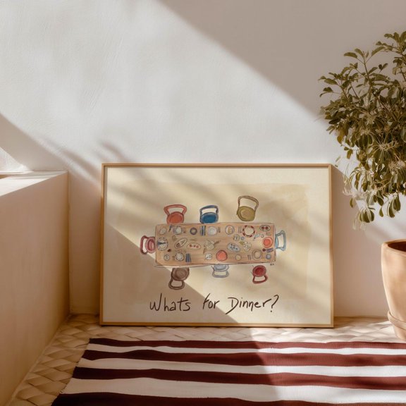 Dinner Table Art Print, Unframed Paper Poster 8x10in