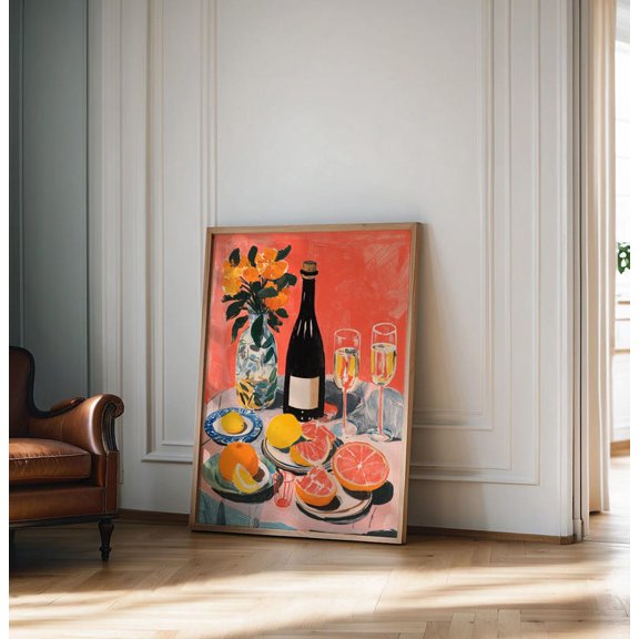 Dinner Table Food Illustration Wall Art Print, Unframed Paper Poster 8x10in