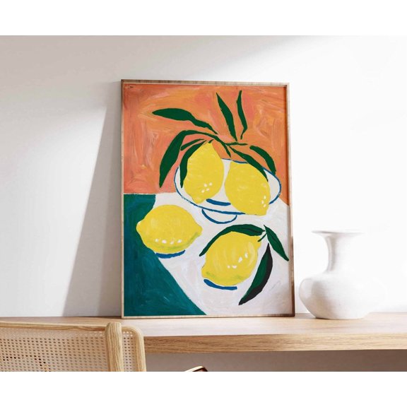 Dinner Table Lemon Retro Food Art Kitchen Illustration Cafe Chef Decor Unframed Paper Print