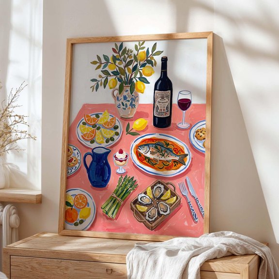 Dinner Table Retro Food Kitchen Wall Art