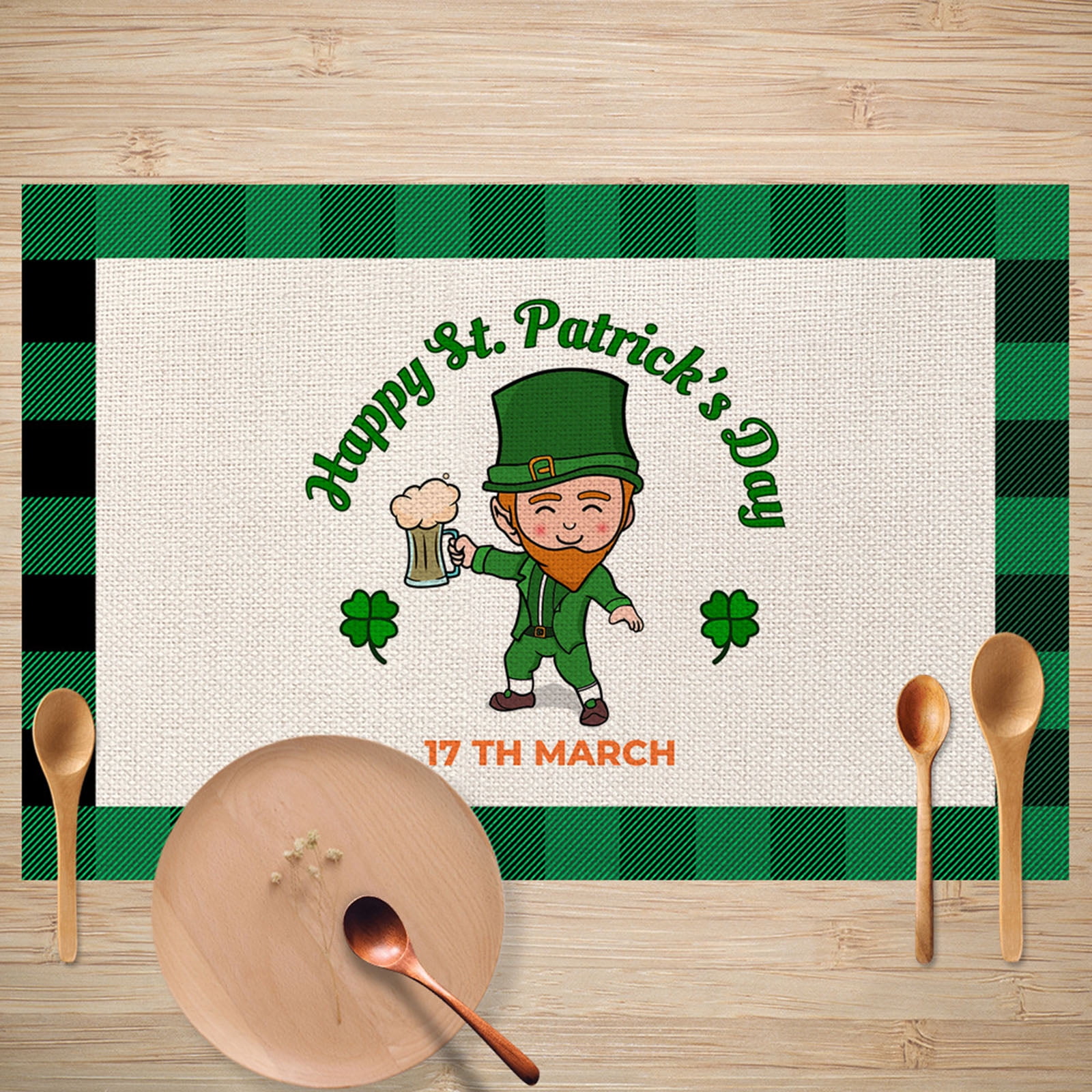 Dinner Table Set for 6 with Irish Day Dining Mat Linen Cloth Durable