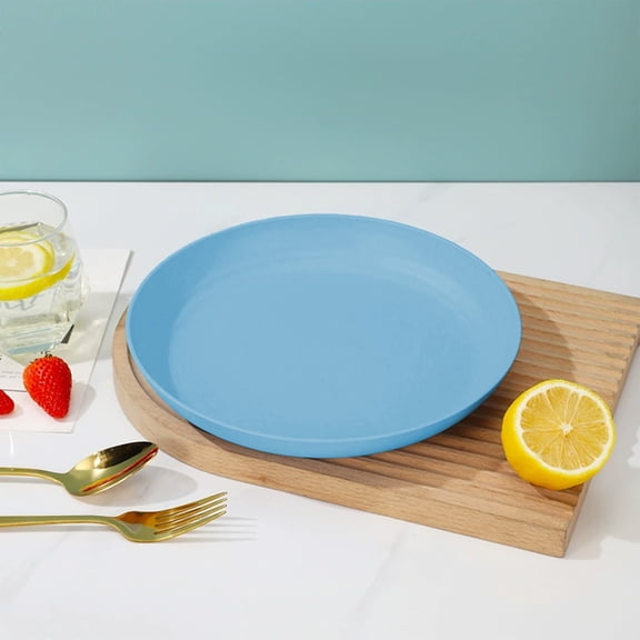 Dinner Trays 1PC,Shatterproof Reusable Plastic Plates For Microwave Dishwasher Safe Use5.91x5.91x0.55in,Lightweight Stackable Camping Picnics Parties Everyday Dining(Light Blue)