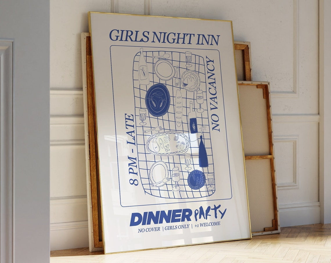 Dinner With Friends Wall Art Print, Wine Lover Decor - Walmart.com