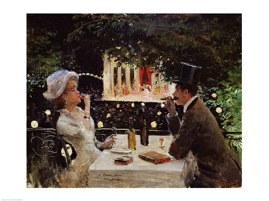 Dinner at Les Ambassadeurs Canvas Art - Jean Beraud (24 x 18)