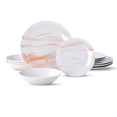 thumbnail image 1 of NONTA 12 Pcs Dinnerware Sets for 4,Plates and Bowls Sets,Microwave and Dishwasher Safe Kitchen Dinner Set,Scratch Resistant Dishware Dishes Set, Orange&White, 1 of 9