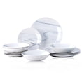 thumbnail image 1 of 12 Piece Dinnerware Set ，Chip Resistant, Dinnerware Sets, Plates, Dishes, Bowls, Service for 4, Black And White, 1 of 10