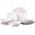 thumbnail image 1 of 12 Piece Dinnerware Set ，Chip Resistant, Dinnerware Sets, Plates, Dishes, Bowls, Service for 4, Orange And White, 1 of 6