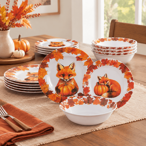Dinnerware Set 12plates And Fall Fox