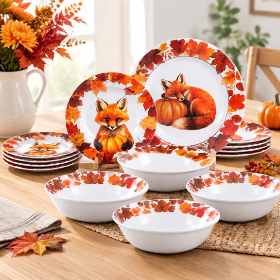 Dinnerware Set 12plates And Fall Fox