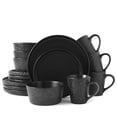 thumbnail image 1 of 16 Piece Stoneware Round Dinnerware Set, Chip Resistant, Dinnerware Sets, Plates, Dishes, Bowls, Service for 4, Black, 1 of 6