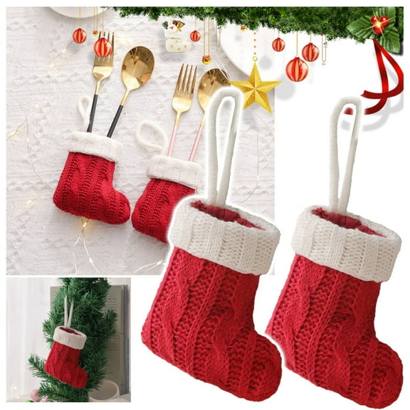Dinnerware Set,Christmas Knitted With Red And Fork Set Home Creative Tableware Bag