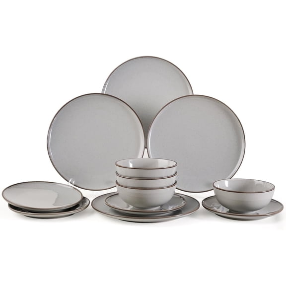 Dinnerware Set for 4, 12 count Plates and Bowls Set