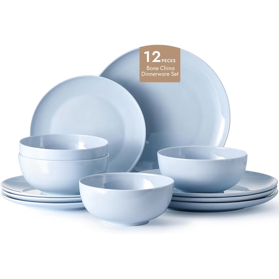 Dinnerware Sets, 12- Dinnerware Set for 4, Lightweight Durable, Dishwasher Safe, Tableware for Daily Use with Elegant Design, Blue