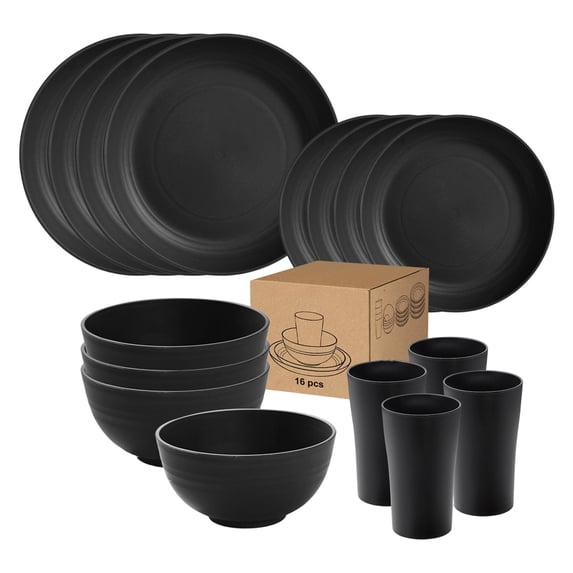 Dinnerware Sets 16 Piece Bowl Cup Plate Combo, Everyday Ceramic Dishes Set Includes 4 Large Plates, 4 Small Plates, 4 Bowls, 4 Mugs, Kitchen Porcelain Dining Table Set