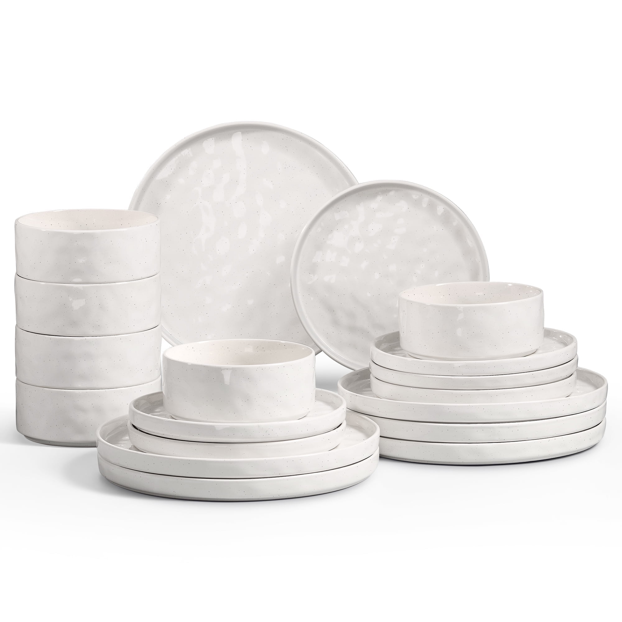 Onader Dinnerware Set for 6, 18-Piece Plates and Bowls Set, Stoneware Dish Set for Kitchen, Ceramic Dinnerware for Home Restaurant, Chip and Scratch Resistant, Microwave and Dishwasher, Speckle White - Walmart.com