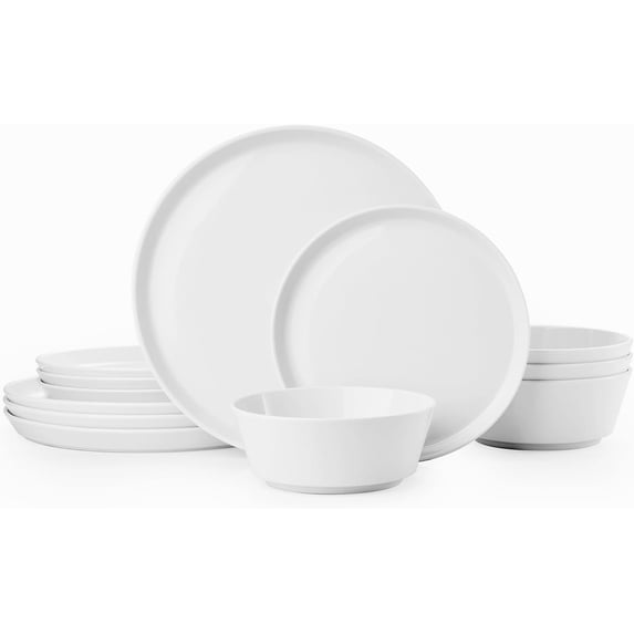 Dinnerware Sets for 4, 12- Lightweight Porcelain plates and bowls sets, Scratch Resistant Dish Set, Kitchen Dinner Set, for , Party, , Microwave & Dishwasher Safe