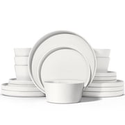Onader Dinnerware Sets for 6, 18 Piece Plates and Bowls Dish Set, Kitchen Dinner Ware Dining Dishware, Microwave & Dishwasher Safe - Speckled White
