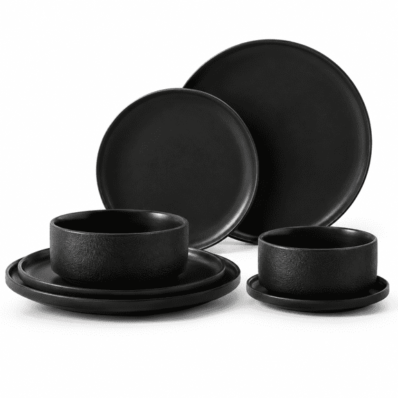 Dinnerware Sets 6-piece Plates And Set For 2 Matte Black