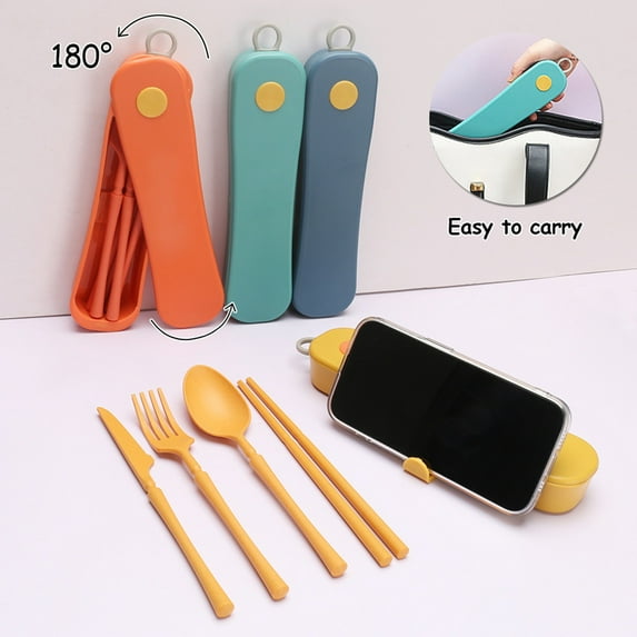 Dinnerware Sets Clearance! 4Pcs Creative Wheat Tableware Set Light and Friendly Reusable Chopsticks Spoon and Fork Children's and Adult Set Household Travel Portable 1*Tableware Storage Box 1*Pair