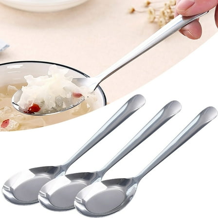 Dinnerware Sets Clearance! Stainless Korean Spoons Soup Spoons Coffee Spoon Desert Spoon Korean Spoons with Long Handles Rice Spoon Asian Soup Spoon for Home Kitchen or Restaurant 1*Spoon*3